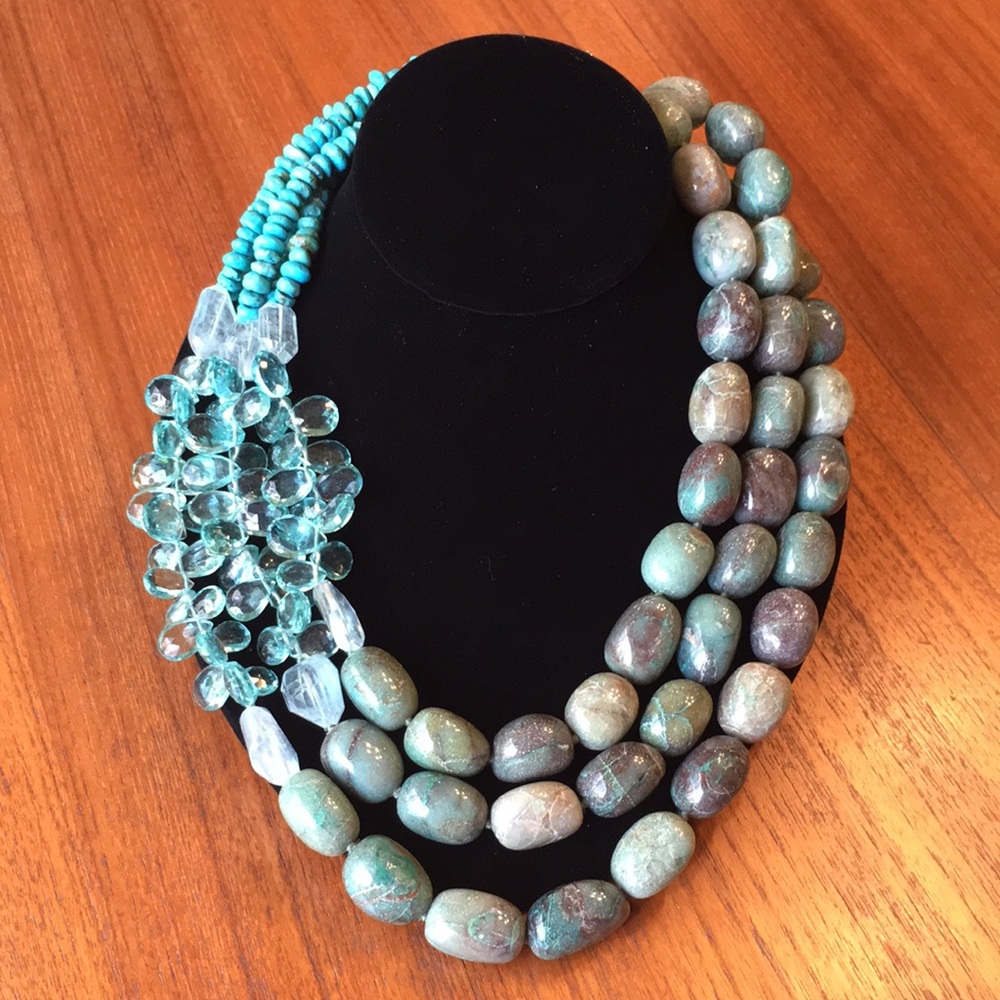 PC Paul & Co | Chrysocolla / Topaz / Crystal / 925 Sterling Silver Necklace